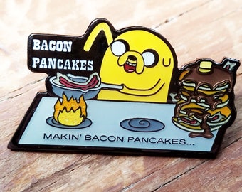 Makin Bacon Pancakes Adventure Time Hat Pin, Finn and Jake, Bacon Pancakes, Festival Pins, Rave Pins, Heady Pins, EDM Pins, Enamel Pins