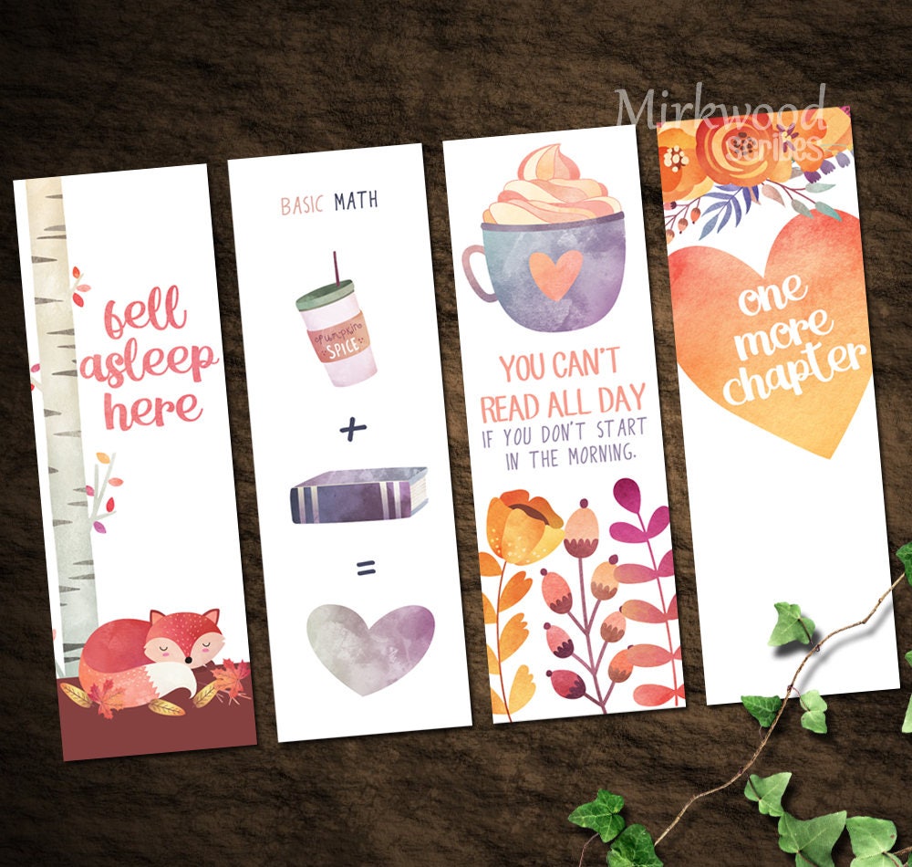 cozy fall watercolor printable bookmarks autumn bookmark