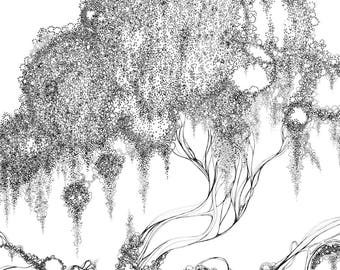 Original Ink drawing - Tree of circles