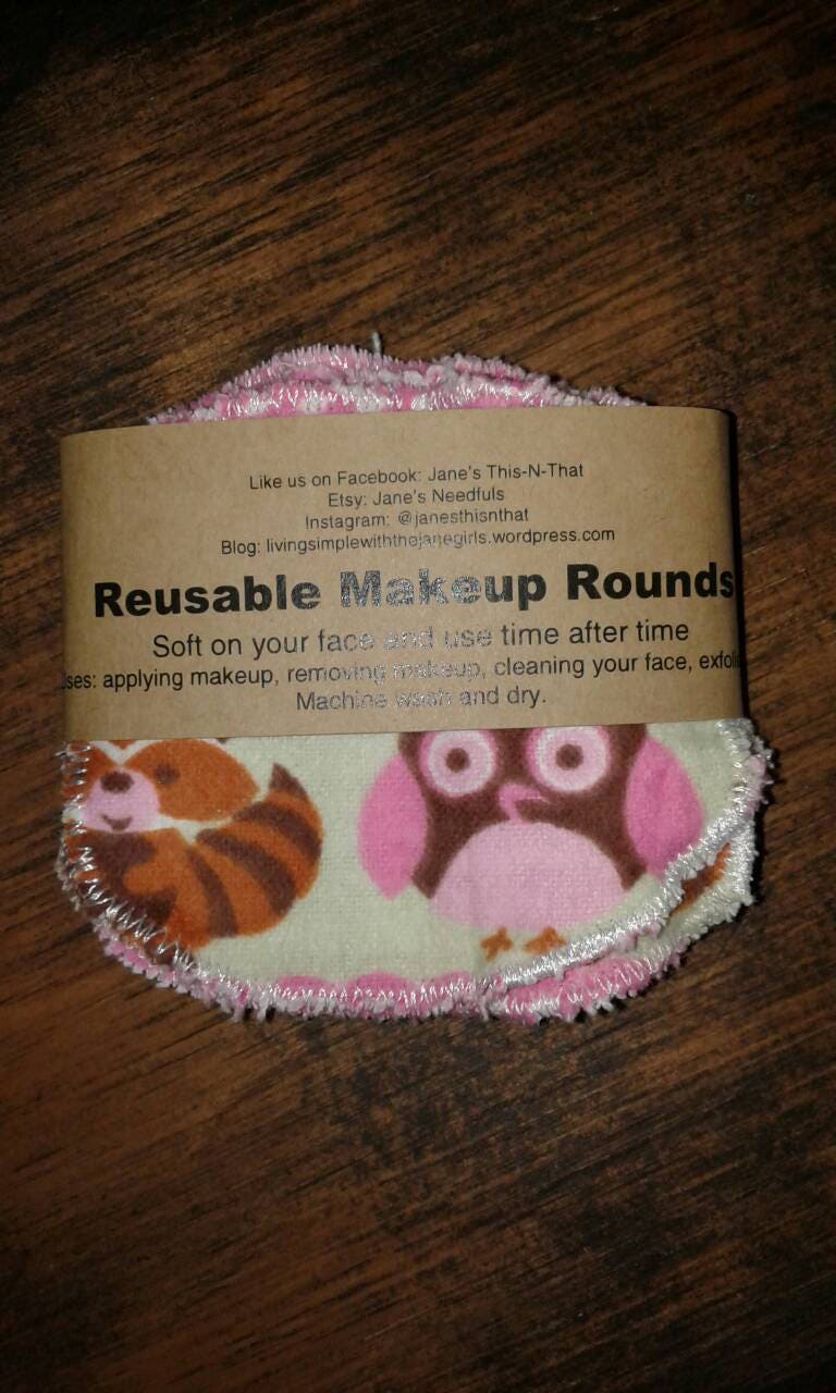 Reusable make up rounds cotton rounds animals deer fox
