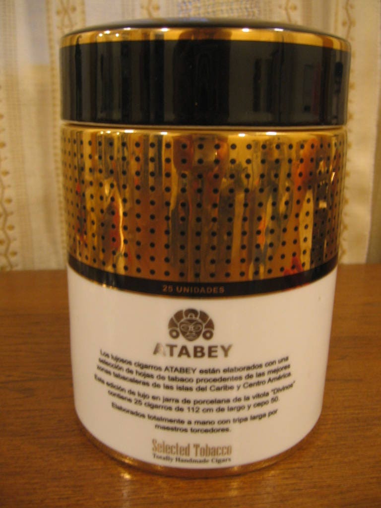 Atabey Cigar Jar Humidor, Cigar Ceramic Holder, Home Decor, Storage
