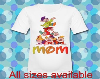 Easy Iron On Transfer Paper Seven Dwarfs Mom of the Birthday Princess T shirt Transfer Three Sizes Paper Transfer