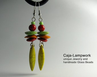 Colorful earrings, ceramic chips