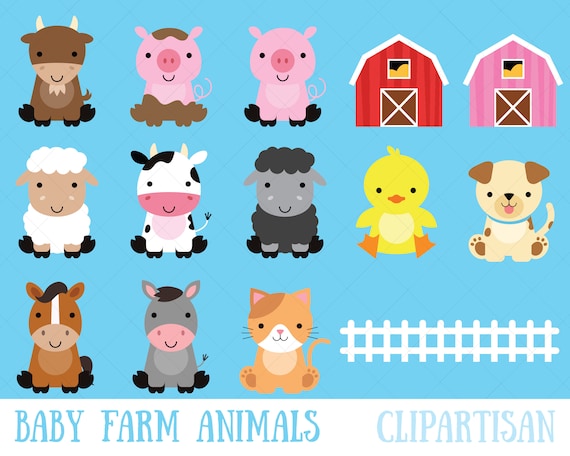 Farm Baby Animals Clipart / Cute Animal Clipart / Barnyard