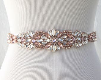 Rose Gold Bridal Sash, Bridal Belt, Wedding Sash, Pink Wedding Belt, Bridesmaid Sash, Pink bridal Sash, Rose Gold Wedding Belt 102
