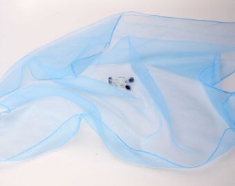 1950s Nylon Chiffon Scarf Light Blue