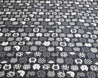 Pretty Japanese fabric "black cat" 100% cotton (50 cm x 110cm)
