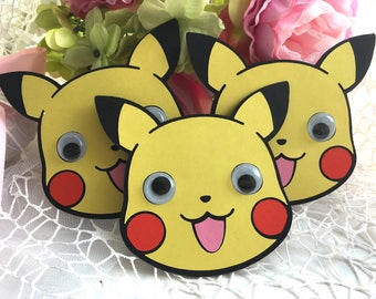 Pikachu Birthday Party Invitation, Pokemon party invitation, Pikachu theme party, Handmade Birthday invitations, SET OF 10 Invitations