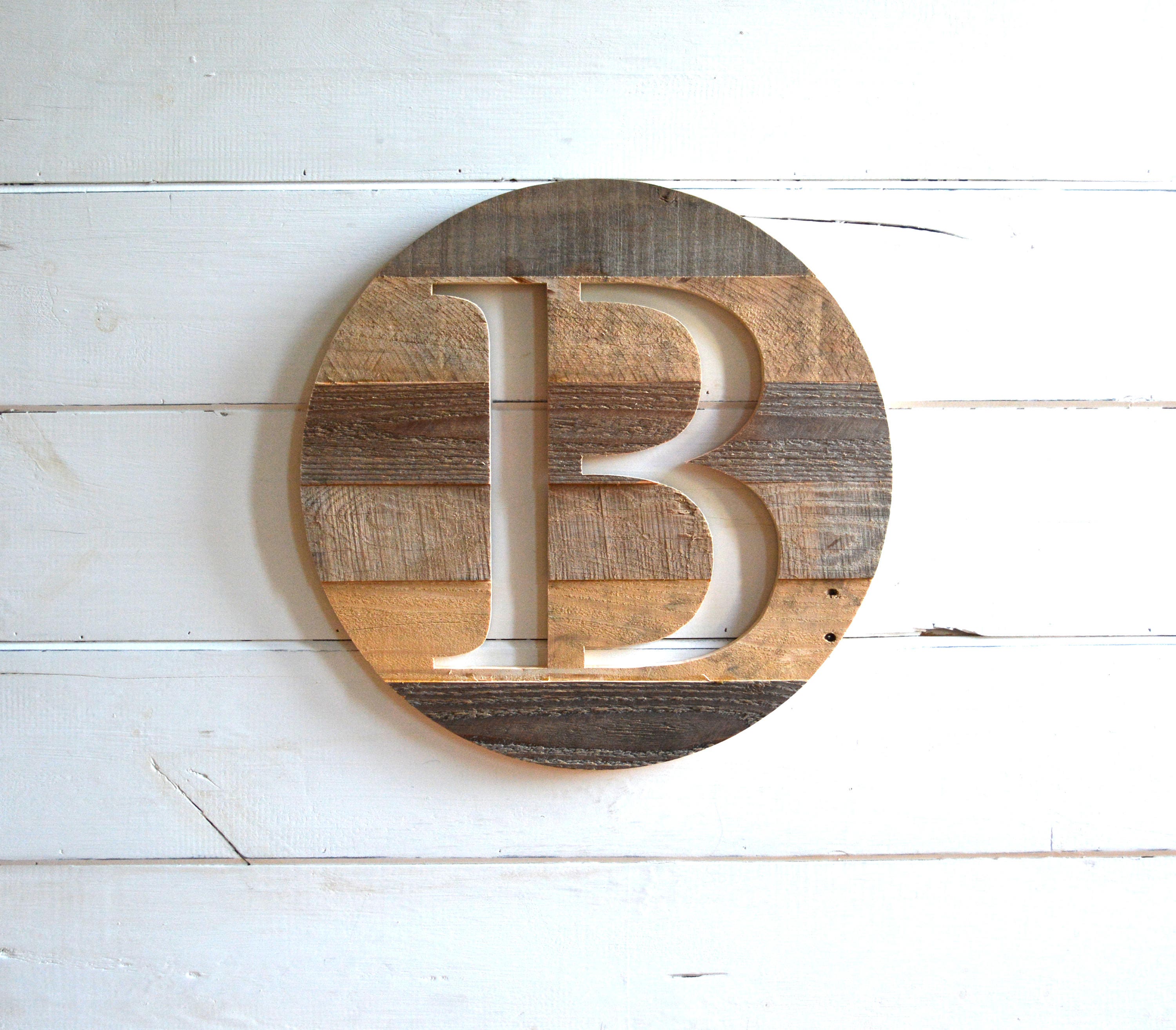 Round pallet wood monogrammed wall art sign various sizes