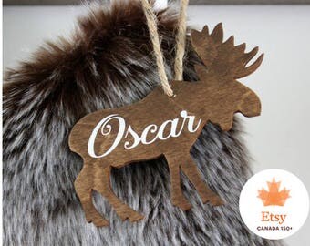 Personalized Stocking Tags - Moose Stocking Tags - Moose Ornament - Personalized Christmas Ornament - Wedding Favor - Rustic Place Card