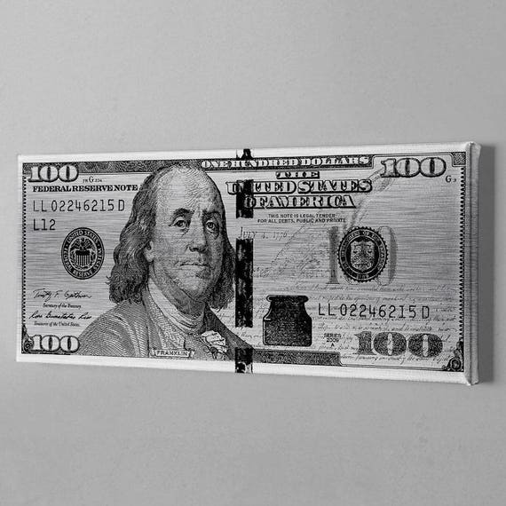 Money Art Platinum 100 dollar bill Benjamin Franklin Print