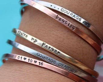 Personalized Cuff Bracelet Hand Stamped Jewelry High School Graduation Gift For Daughter Personalized Graduation Gift College Graduation
