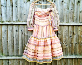 Vintage Dress - Altered Vintage - 70's Maxi - Knee Length - Festival - Prom