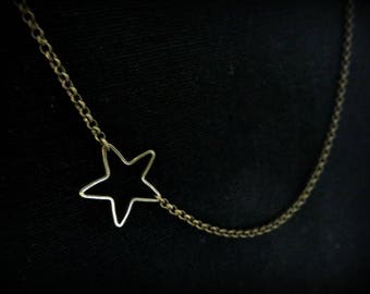 Star brass asymmetrical necklace