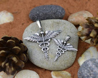 Handmade Pendant Caduceus. Medical Caduceus. Doctor Talisman. Caduceus Necklace. Gift For Doctor. Present For Nurses. Doctor Necklace