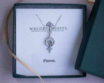 Fierce pendant. Feminism venus symbol, .925 sterling silver.