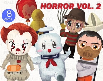 Horror Clipart - Halloween Clipart- Horror illustration- Scary Movies Clipart, Cute Horror Clipart, Geek Clipart - It Movie, Ghostbuster