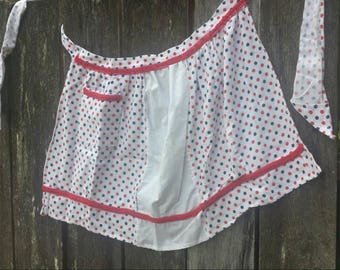 Polka dot 60's half apron/vintage half apron/vintage apron/polka dot apron/polka dot half apron/half apron/60's apron/vintage linen/linen