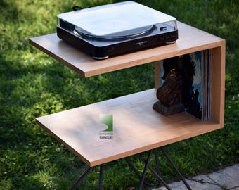 the "open sea crossleg", record player stand, mid century modern table
