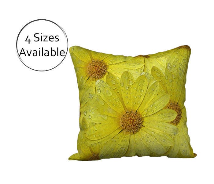 Yellow Pillow Cover Printed Floral Cover Decorative Sham