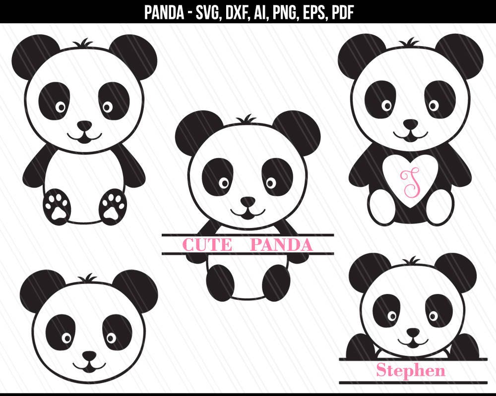 Download Panda SVG Baby panda svg Panda monogram svg dxf cut files