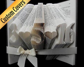 First Anniversary Gift, Anniversary Gift For Her, Paper Anniversary, Wedding Date Book, Anniversary Gift For her, Folded Book Art Sculpture