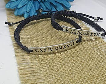 Roman Numerals Bracelets, Roman Numerals, Custom Couples Bracelets, Couples Bracelet, Anniversary Bracelets, Bracelet Set, Anniversary Gift