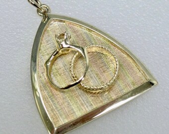 Vintage 14k Tri Color Gold Wedding Ring Pendant