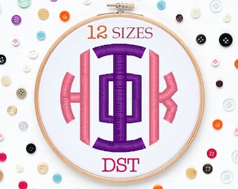 12 Sizes Greek Circle Monogram Embroidery Font DST Format Embroidery Machine,Initials Monogram,Monogram Design,Instant Download
