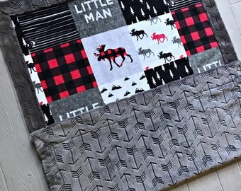 Buffalo Check Minky Baby Blanket Buffalo Plaid Blanket Faux Quilt Little Man Toddler Blanket Twin Blanket