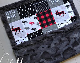 Buffalo Check Minky Baby Blanket Buffalo Plaid Blanket Faux Quilt Little Man Toddler Blanket Twin Blanket
