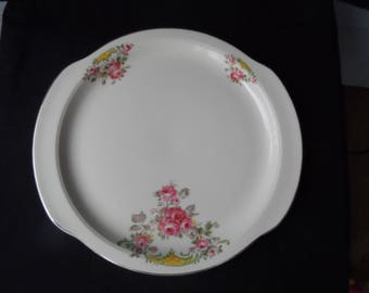 Vintage 1934-1955 Universal Cambridge Camwood Ivory pattern Rambler Rose Pink Roses Serving Platter 1382