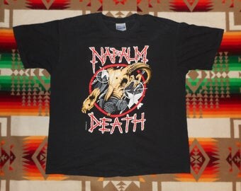 1991 Naplam Death Concert T Shirt Size L/XL Grindcore earache records morbid angel bolt thrower death metal carcass