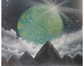 Planetary Eclipse-Spray Paint Art