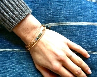 leather and stone wrap bracelet