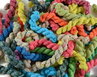Sock Yarn Mini Skeins, Mystery Grab Bag, Sock Fingering Weight, Surprise, Mini skein grab bag - Set of 8 at 25 Yards Each 200 Yards - Bright