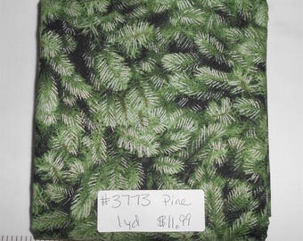 Fabric- 1 yard piece - Green Pines with metallic (see store for other coordinating fabrics and Noel Panel) (#3773) Timeless Treasures