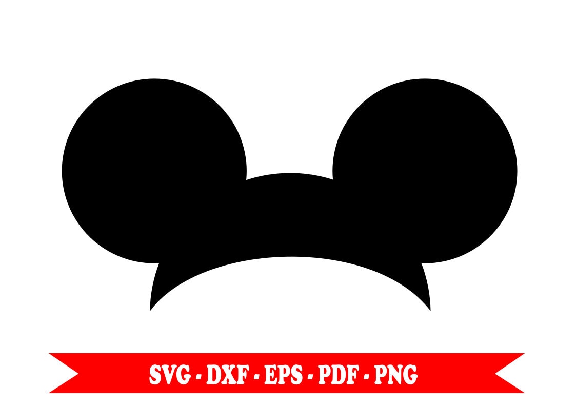 Mickey mouse svg ears, head shape, clip art in SVG format, EPS, DXF