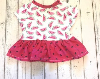 Watermelon peplum shirt, baby peplum shirt, toddler peplum shirt, peplum shirt, peplum top, watermelon shirt