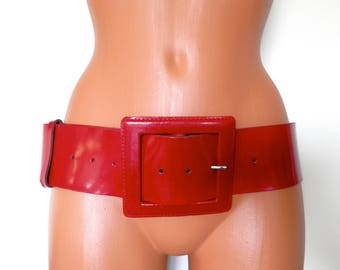 Bright Red 80s Leather Belt
