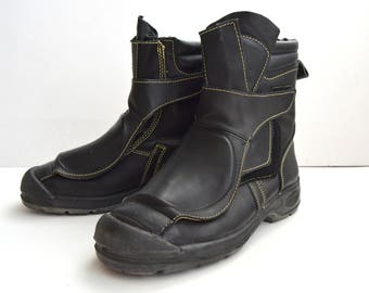 Vintage Black Leather Boots Motorcycle Boots Biker Boots Oil Heat Resistant Engineer Smelter Boots Boots Mens size 11 Made in Australia