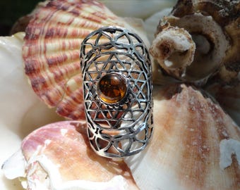ring sunshine, plated silver, size 59