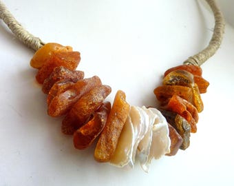Amber Jewelry .Nugget Amber .Amber Necklace Natural Amber Necklace Matt Amber Necklace Baltic Amber Necklace
