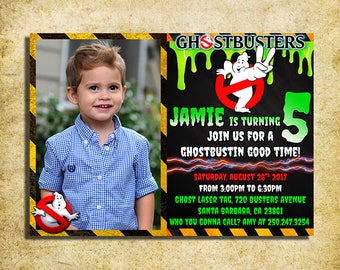 Ghostbusters Invitation - Ghostbusters Chalkboard Birthday Invite With Photo - Printable And Digital File