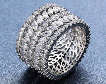 Cubic Zirconia Ring, Eternity Ring, Art Deco Ring, CZ Ring, Multi Stone Ring, Fashion Ring, Promise Ring, Wedding Band Ring, Diy CZ Jewelry