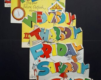 Unused Vintage Birthday Cards Days of the Week
