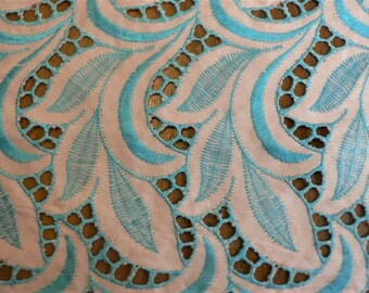 Vintage Couture fabric 1970s Cotton broderie anglaise Fabric sample Swiss // more available// appliques