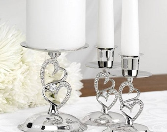 Wedding Candle Stand/ Sparkling Love Candle Stand Set-Unity Candle Stand/ Unity Candle holders/ Candle Stands/ Silver Candle stands