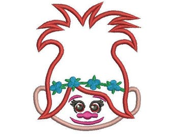 Poppy Trolls Applique Design, Princess Poppy Embroidery Design, Trolls Embroidery Design, Poppy Applique, Instant Download, Kids Applique