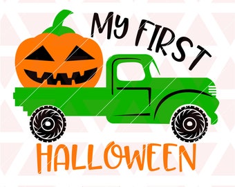 My First Halloween svg, dxf, png, cricut, cameo, cut file, Halloween svg, Truck svg, Jack O Lantern svg, Pumpkin svg, 1st halloween svg